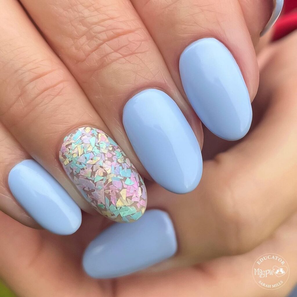 baby blue spring almond nails