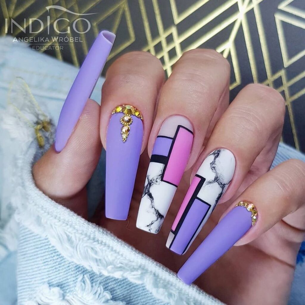badassy matte purple ballerina nails