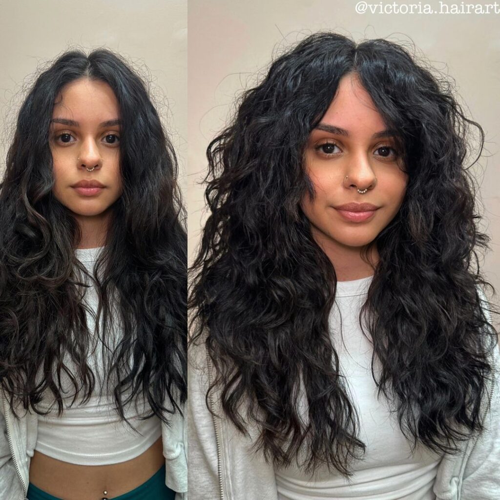 butterfly cut on curly hair transformation
