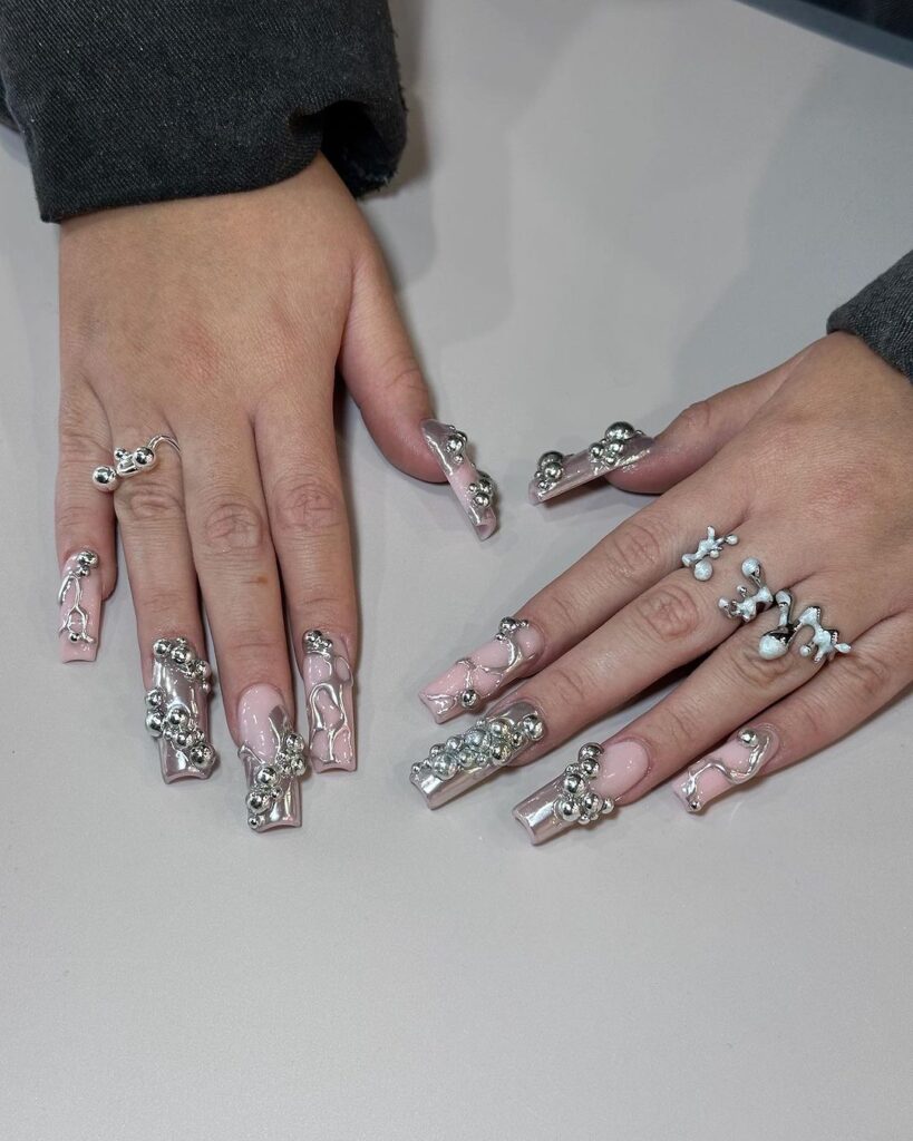 chrome acrylic nails