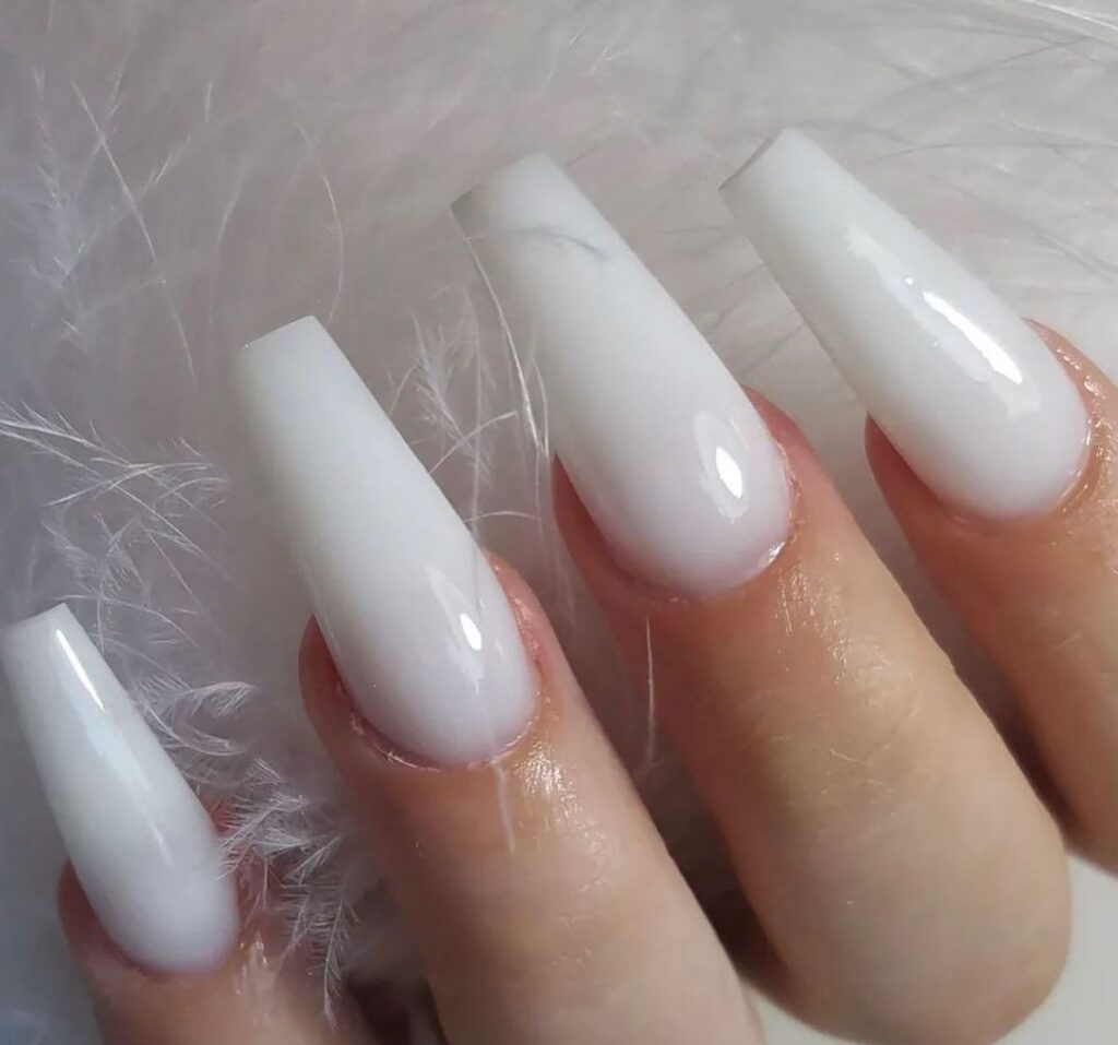 coffin shaped white nails