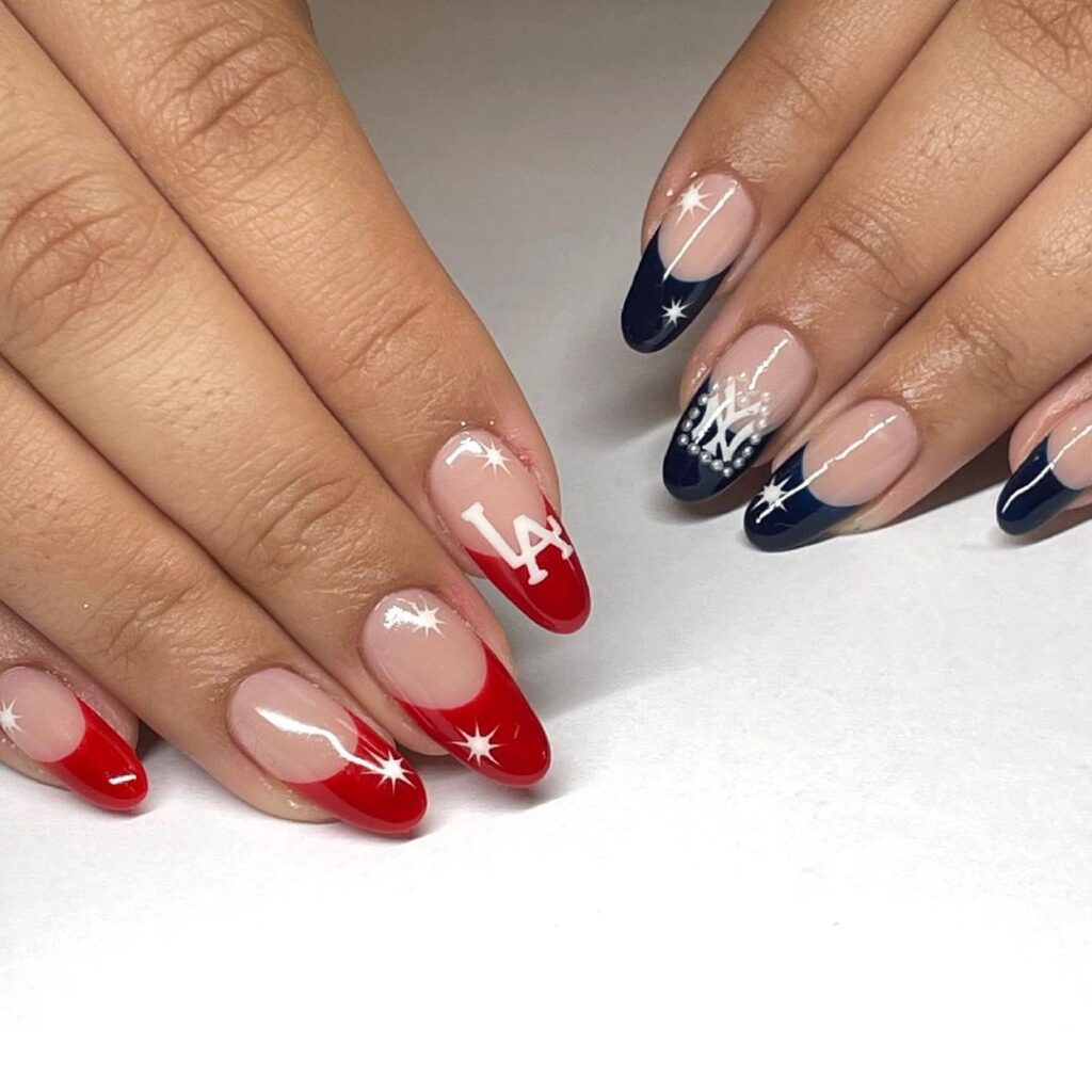 inspiration nail art dodgers ou yankees