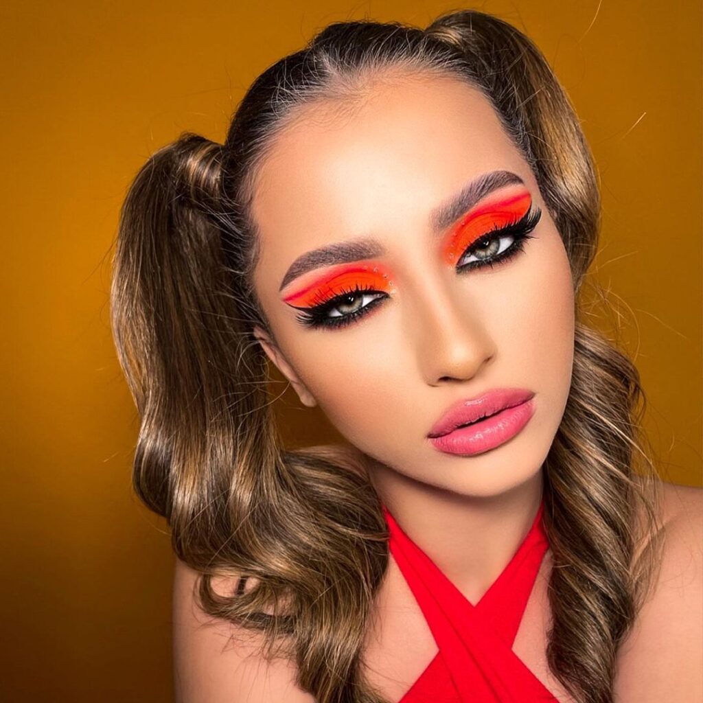 fiery red prom makeup