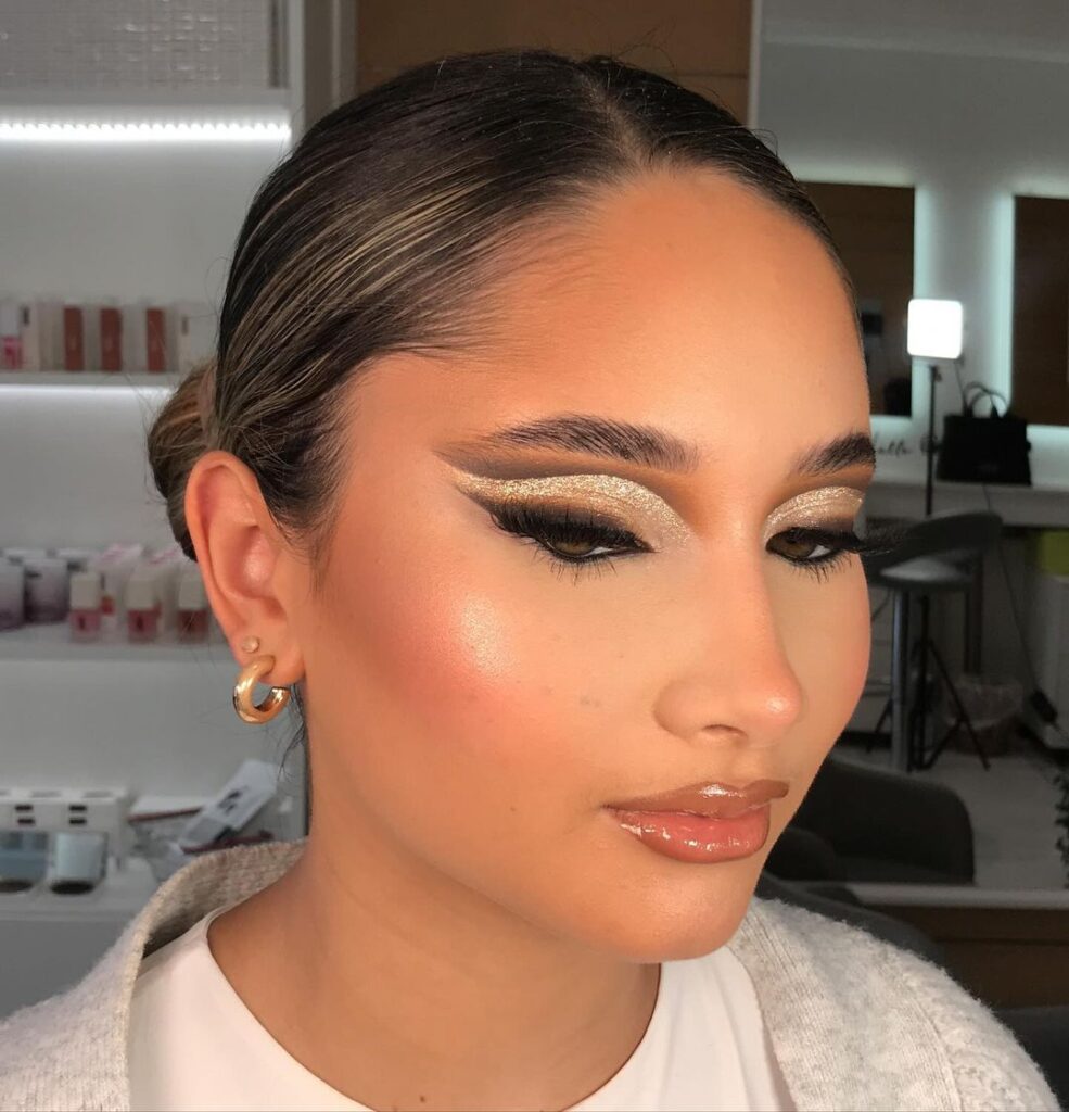 gold cut crease prom makeup