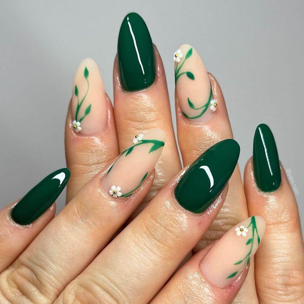 green spring almond nails