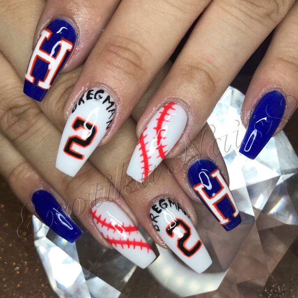 houston astros baseball nails