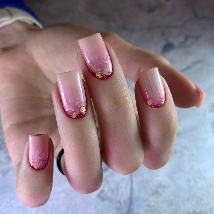 light pink ombre on russian manicure