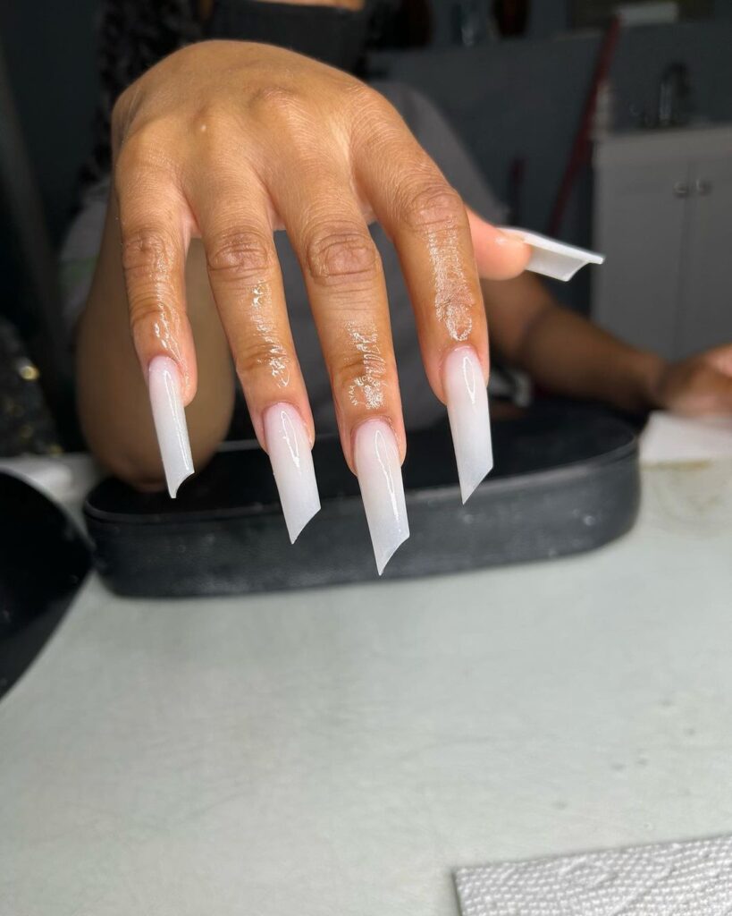 lipstick shaped white nails