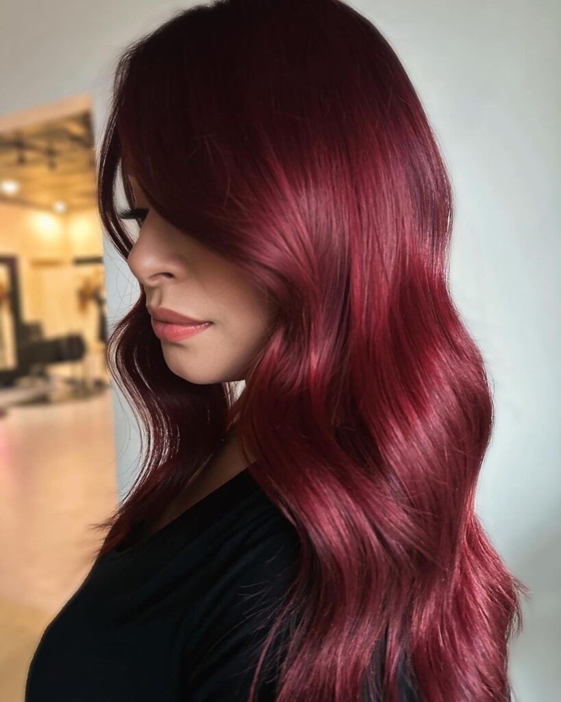 long deep cherry red hair