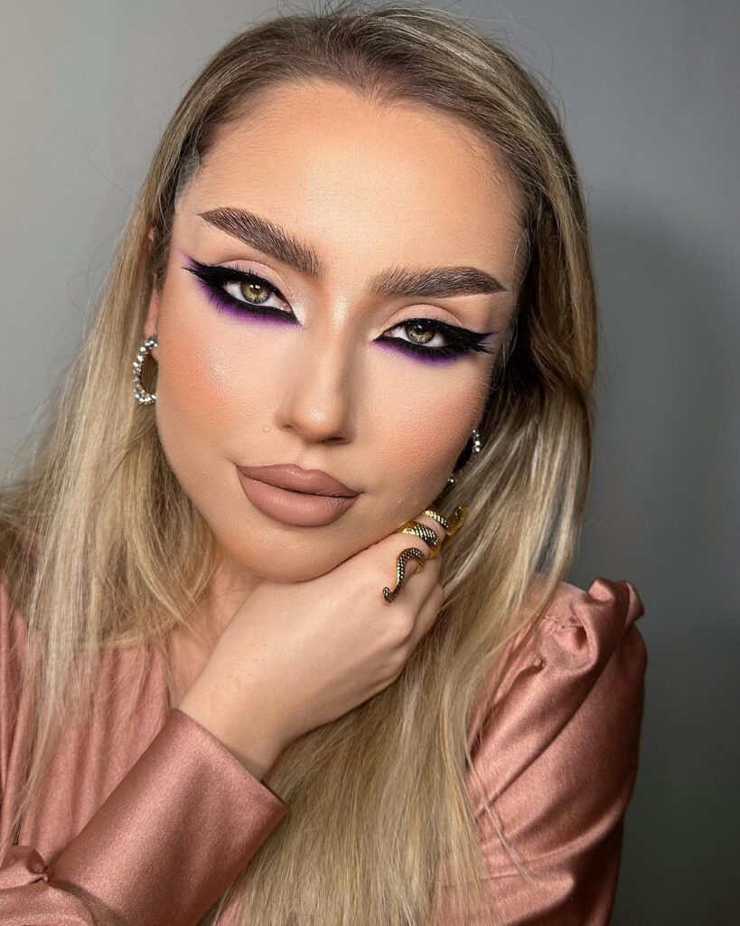 magic purple prom makeup for green eyes