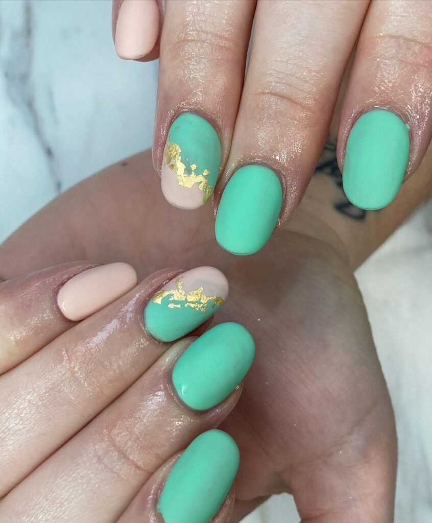 matte mint green nails