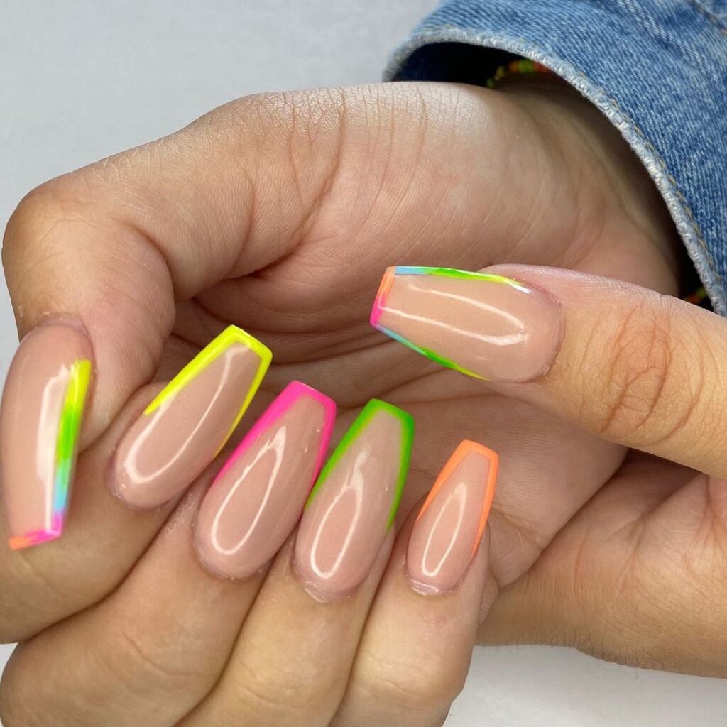 medium size rainbow ballerina nails