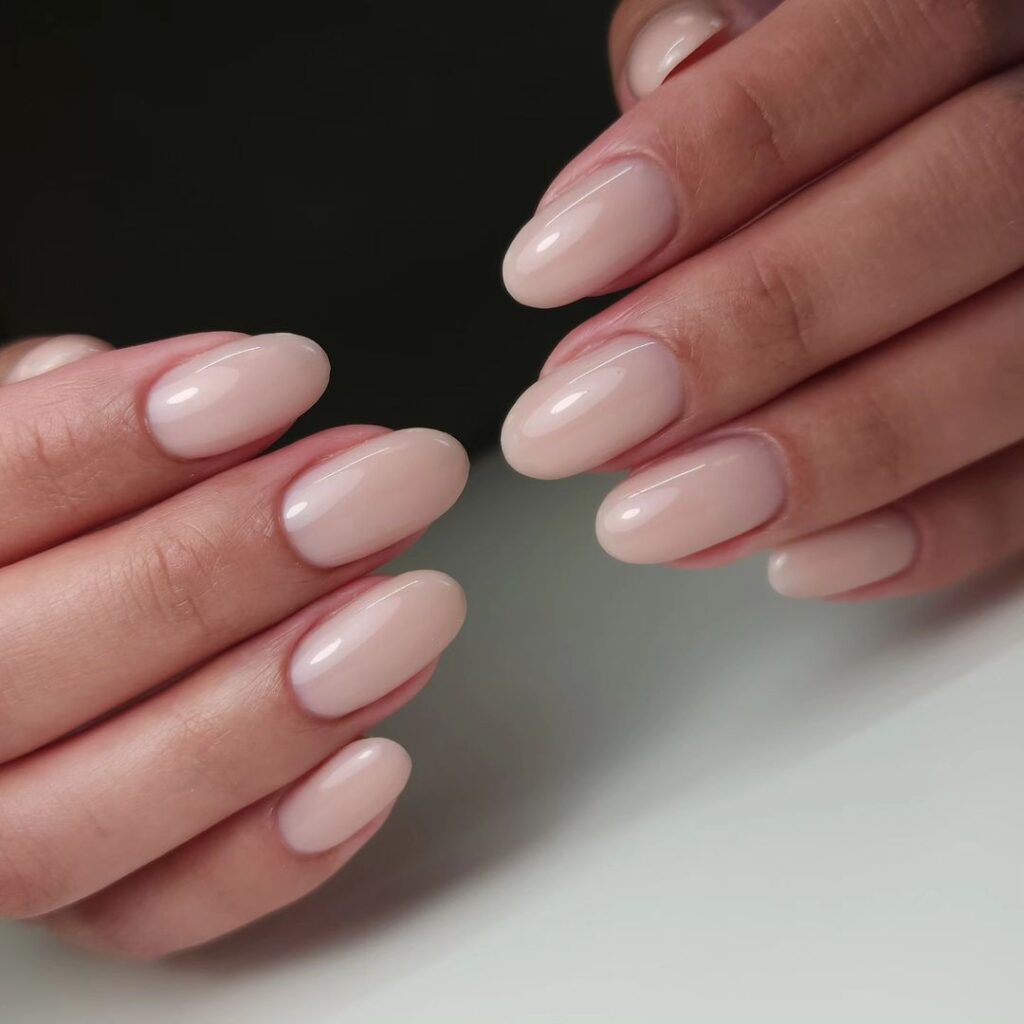 milky nude nails