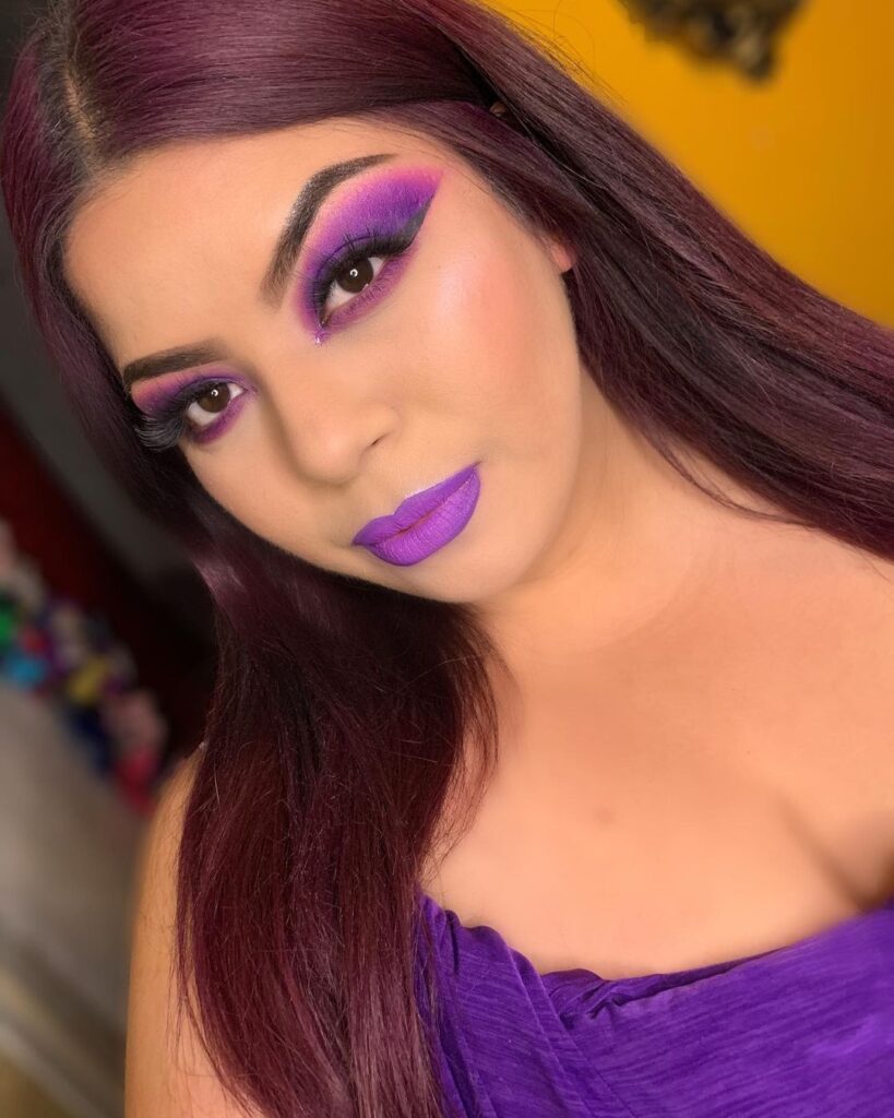 monochromatic purple prom makeup look