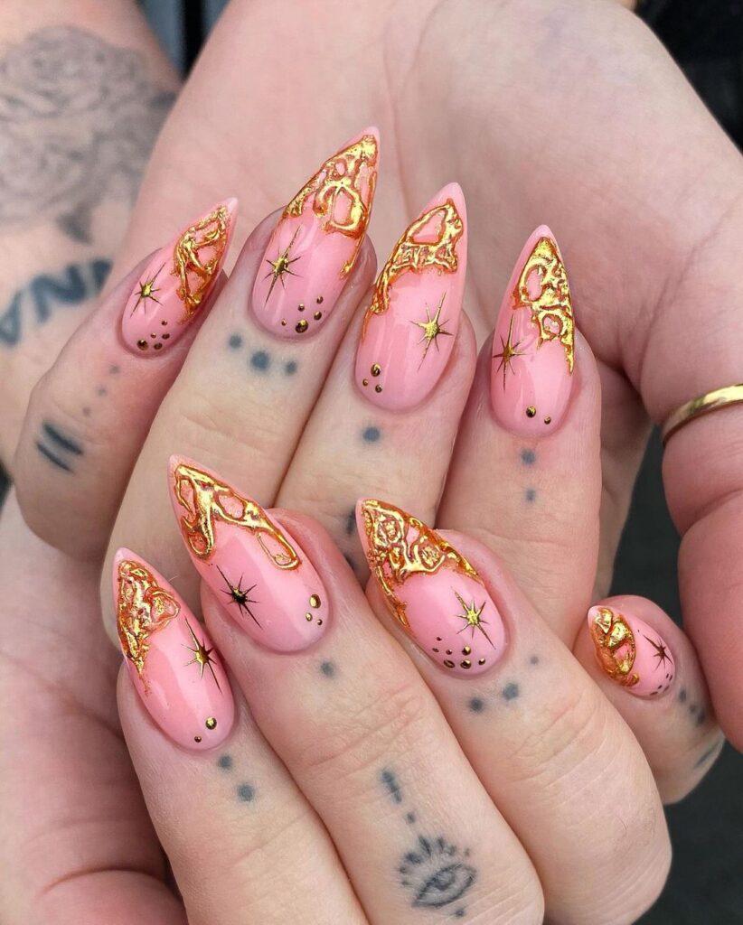 mountain peak shaped acrylic nails
