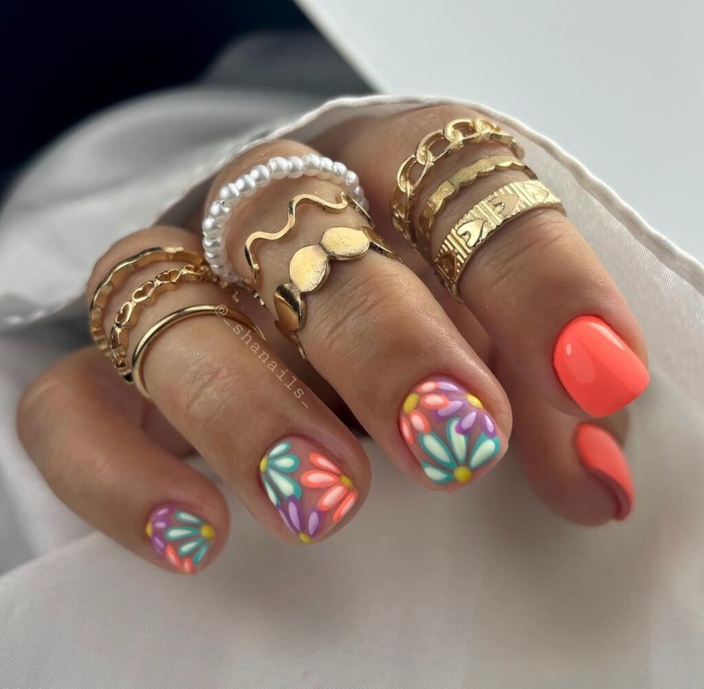 multicolored russian manicure