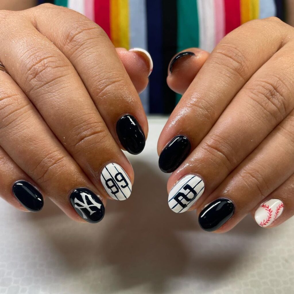 nail art sur le baseball des yankees de new york