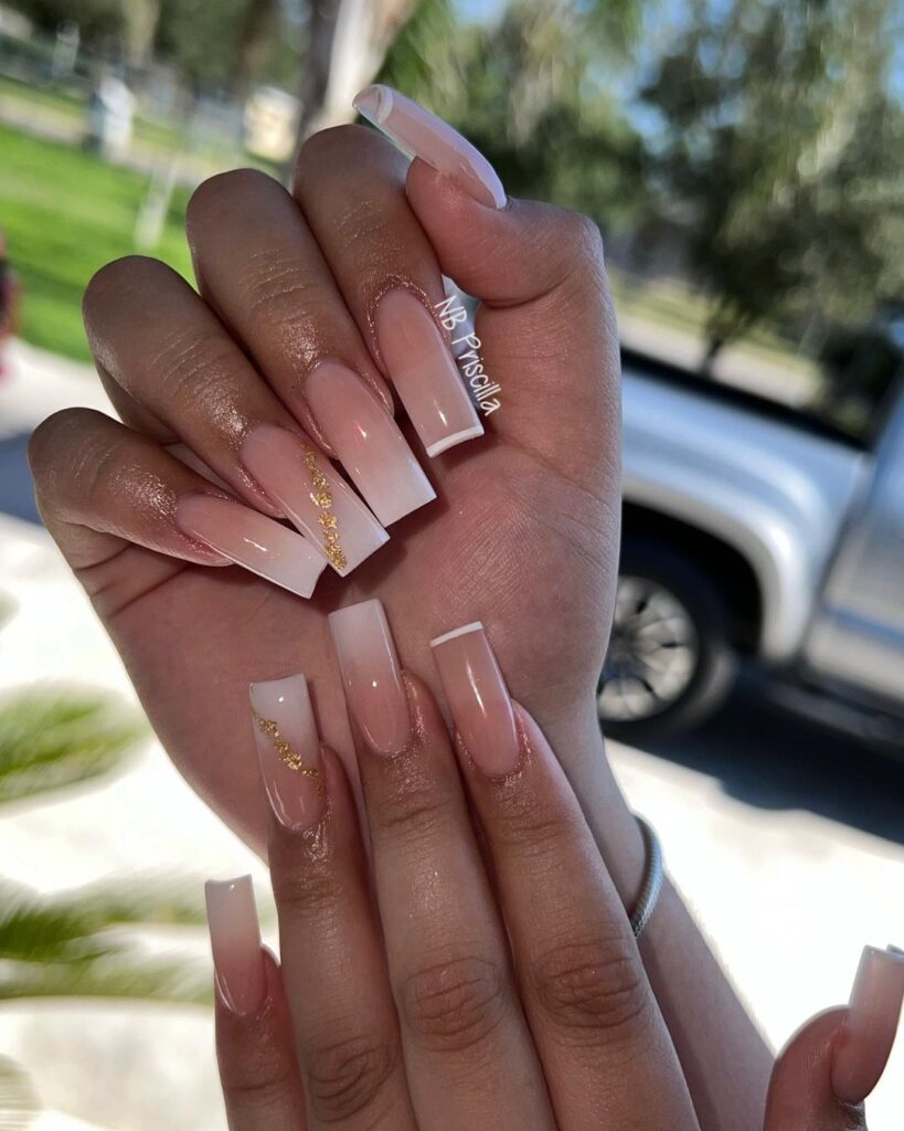 nude nails with subtle french tips