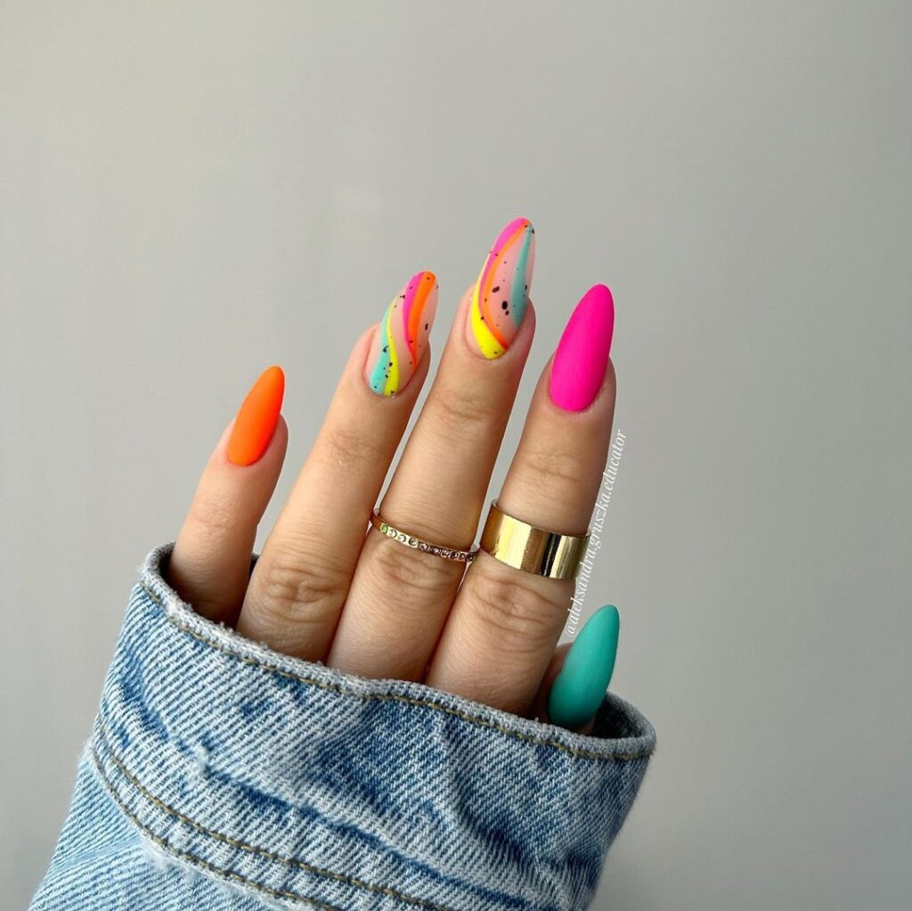 rainbow details fun nails