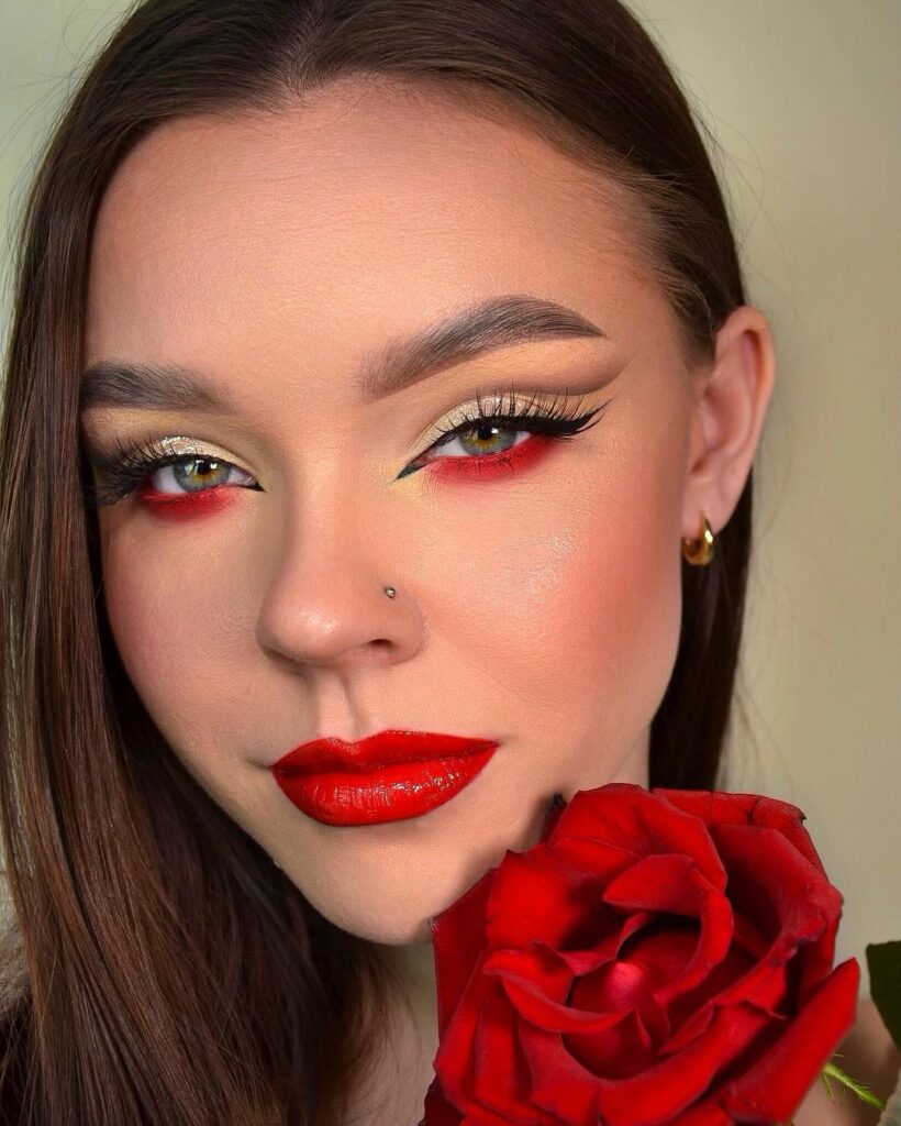 red and gold prom makeup