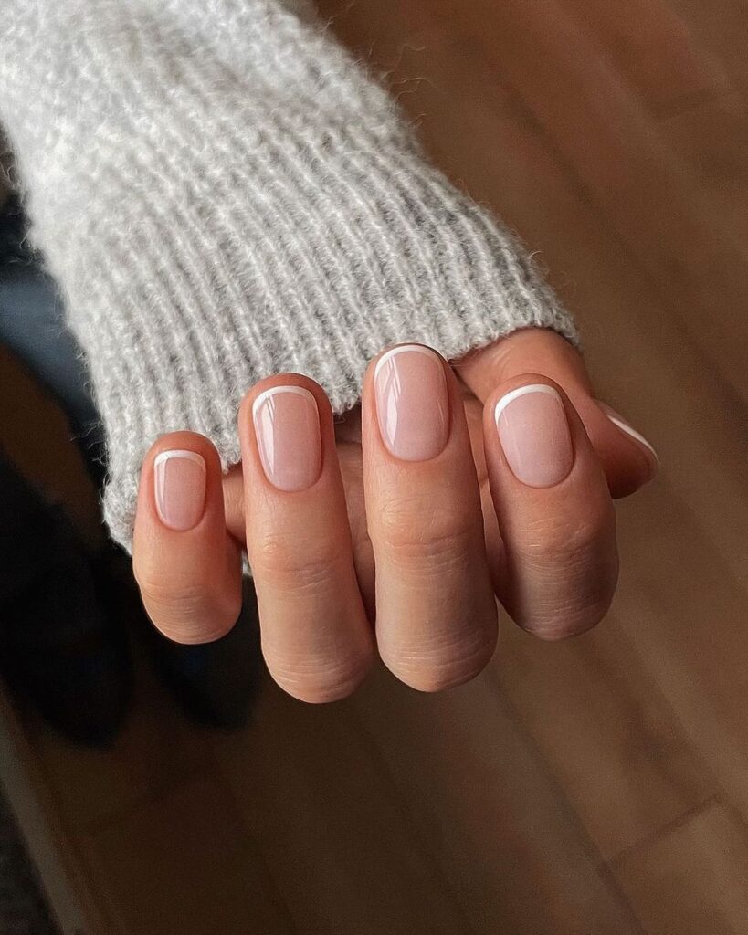 ultra subtle french on very short clean nails