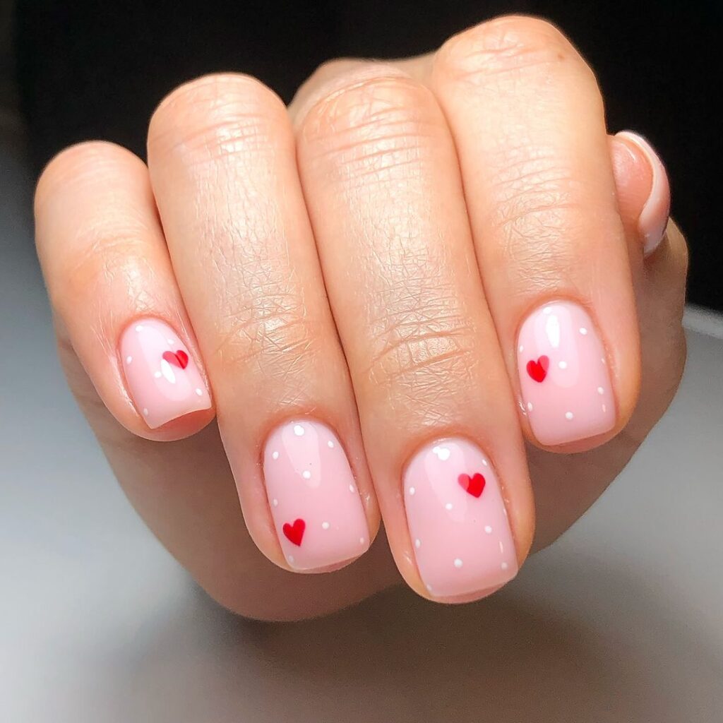valentine's day short clean nails