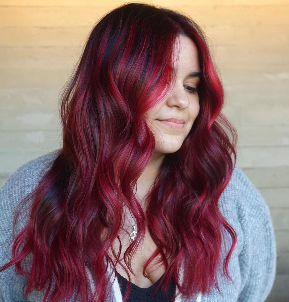 vibrant deep cherry red hair