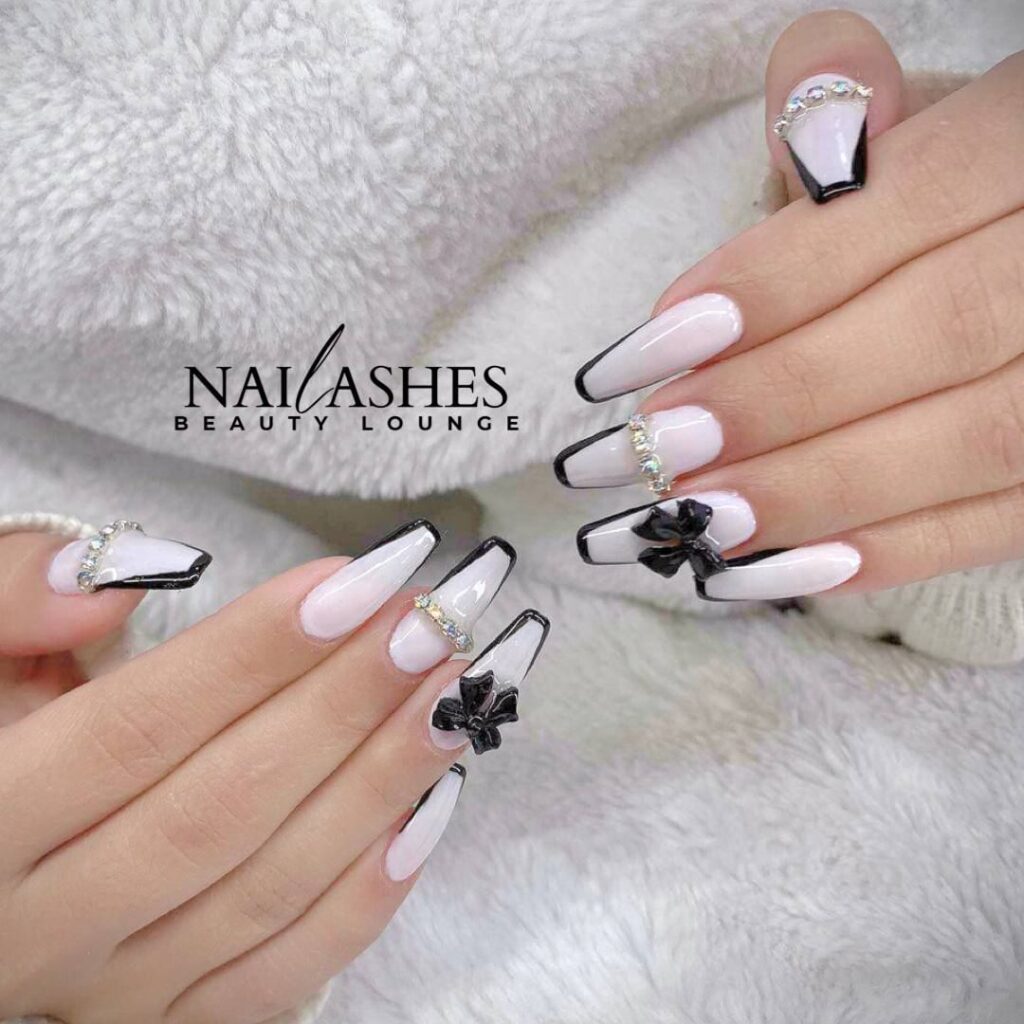 white and black nails