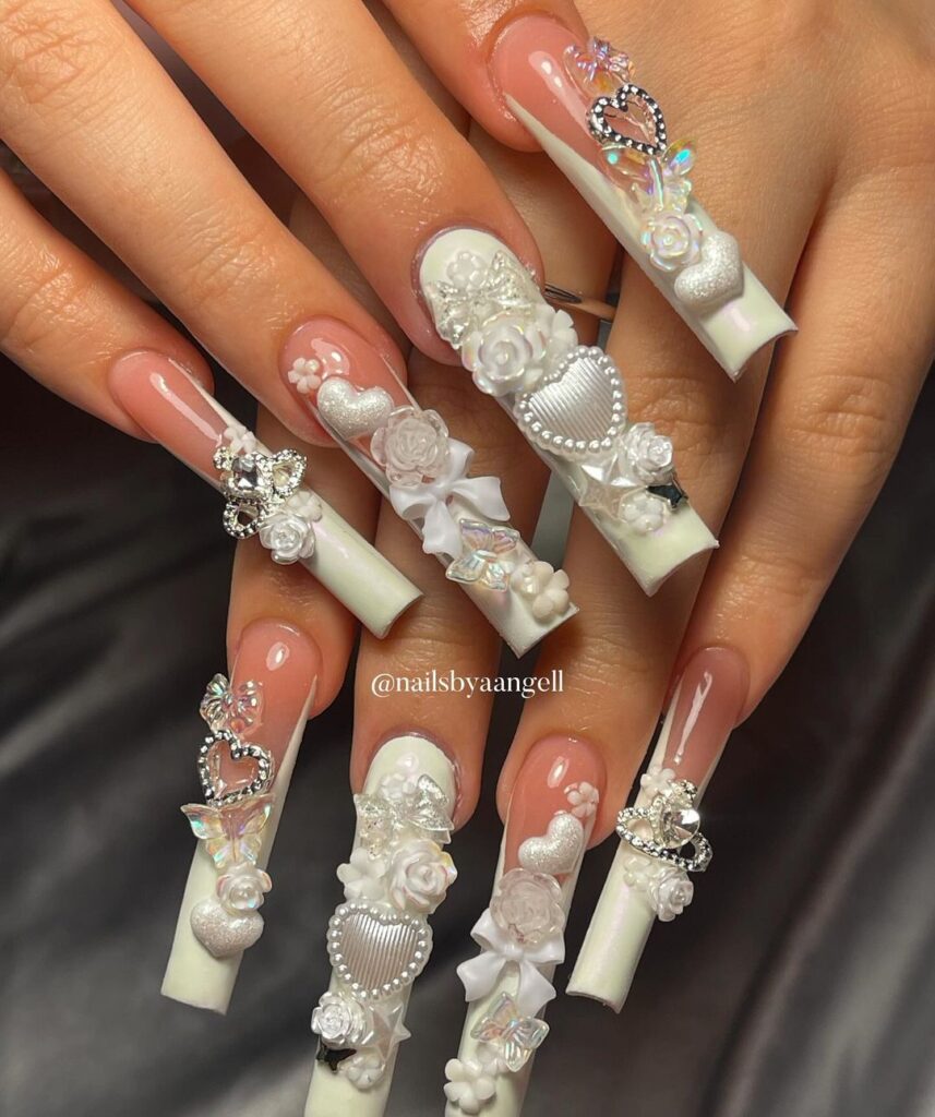 ongles acryliques blancs pour mariées