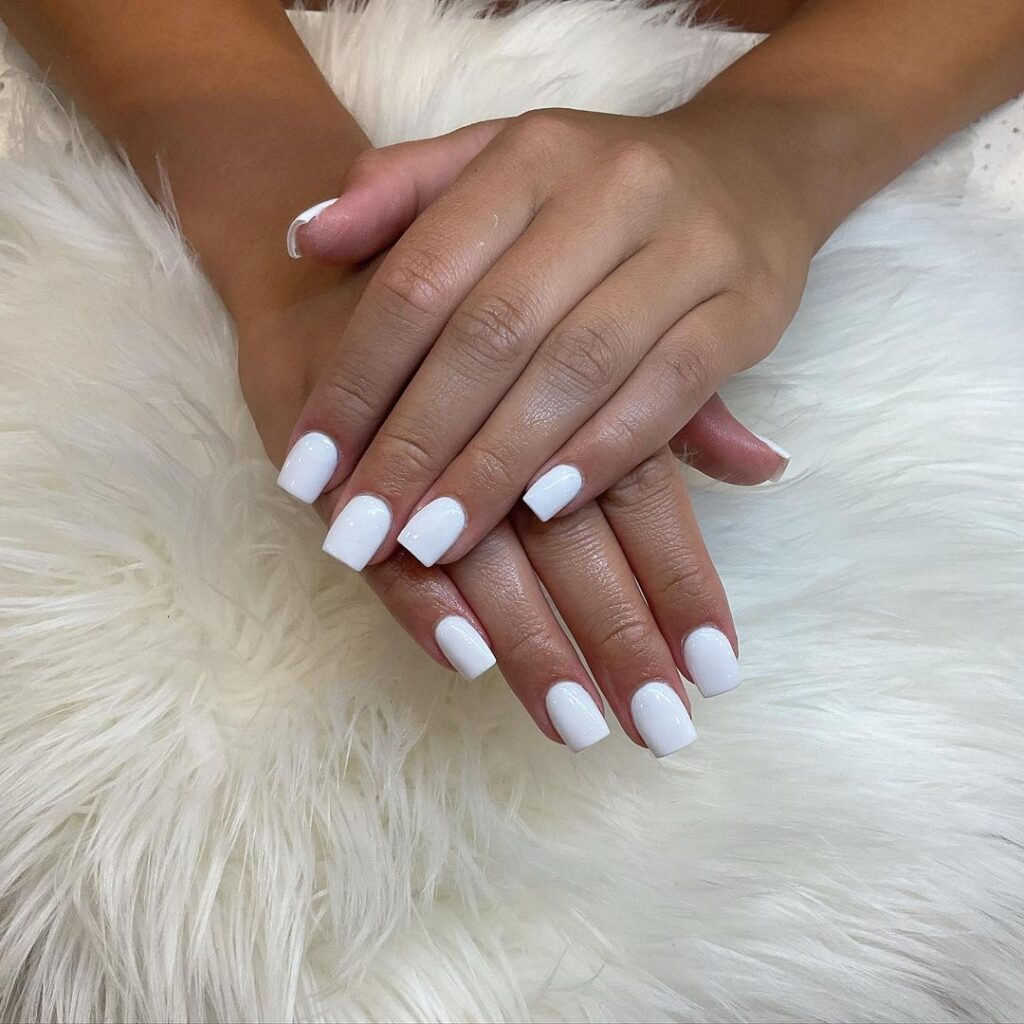 white dip powder nails