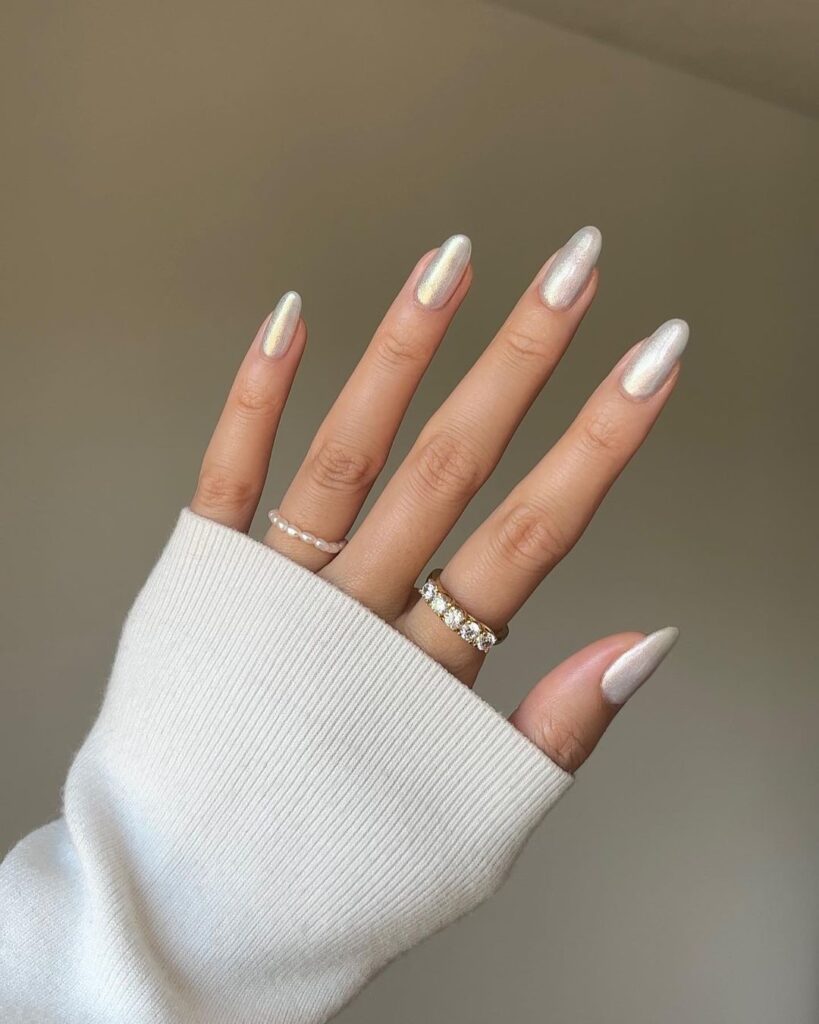 white pearly nails