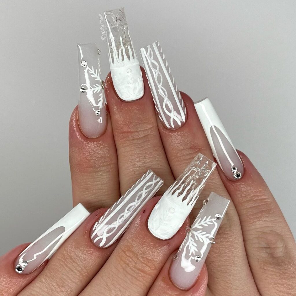 white winter acrylic nails