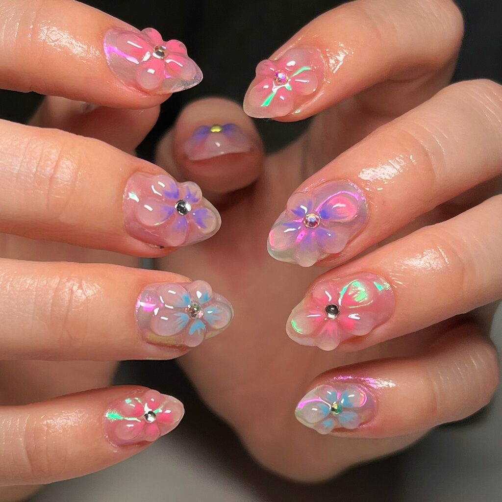 floral 3d nails
