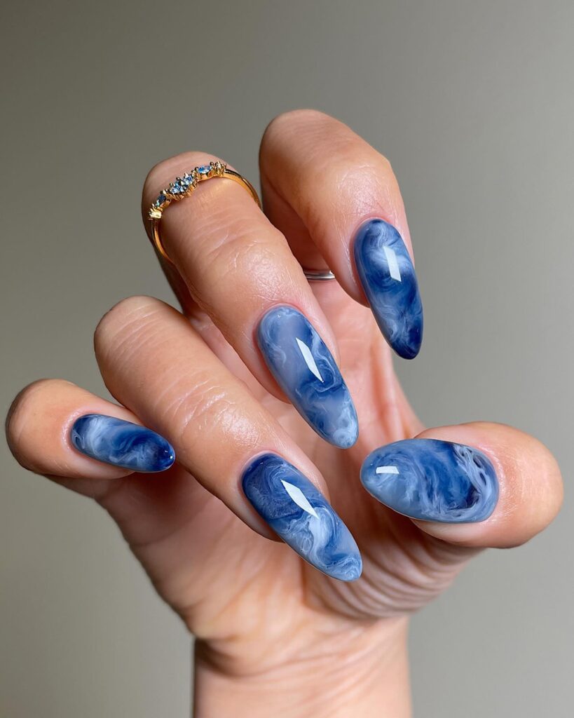 9. blue marble nails
