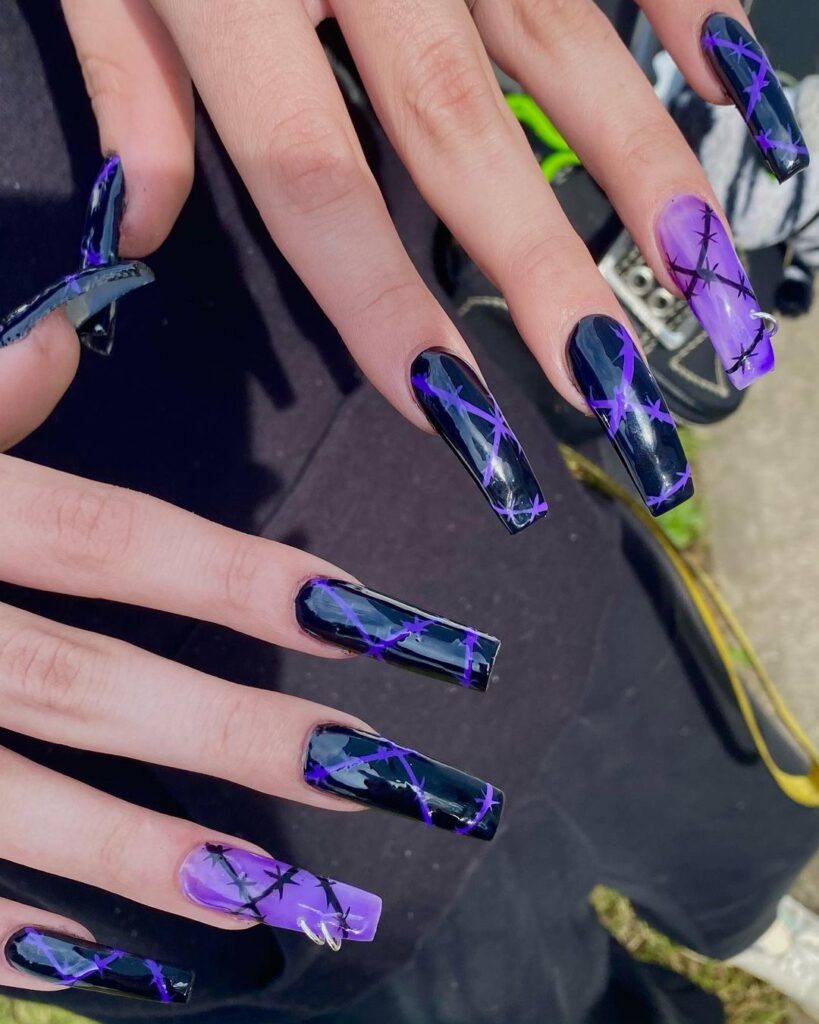 Barbed Wire Purple Nails
