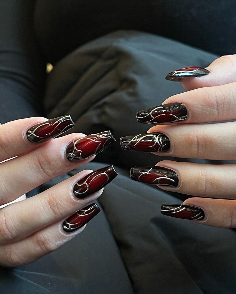 Black And Red Aura Nails