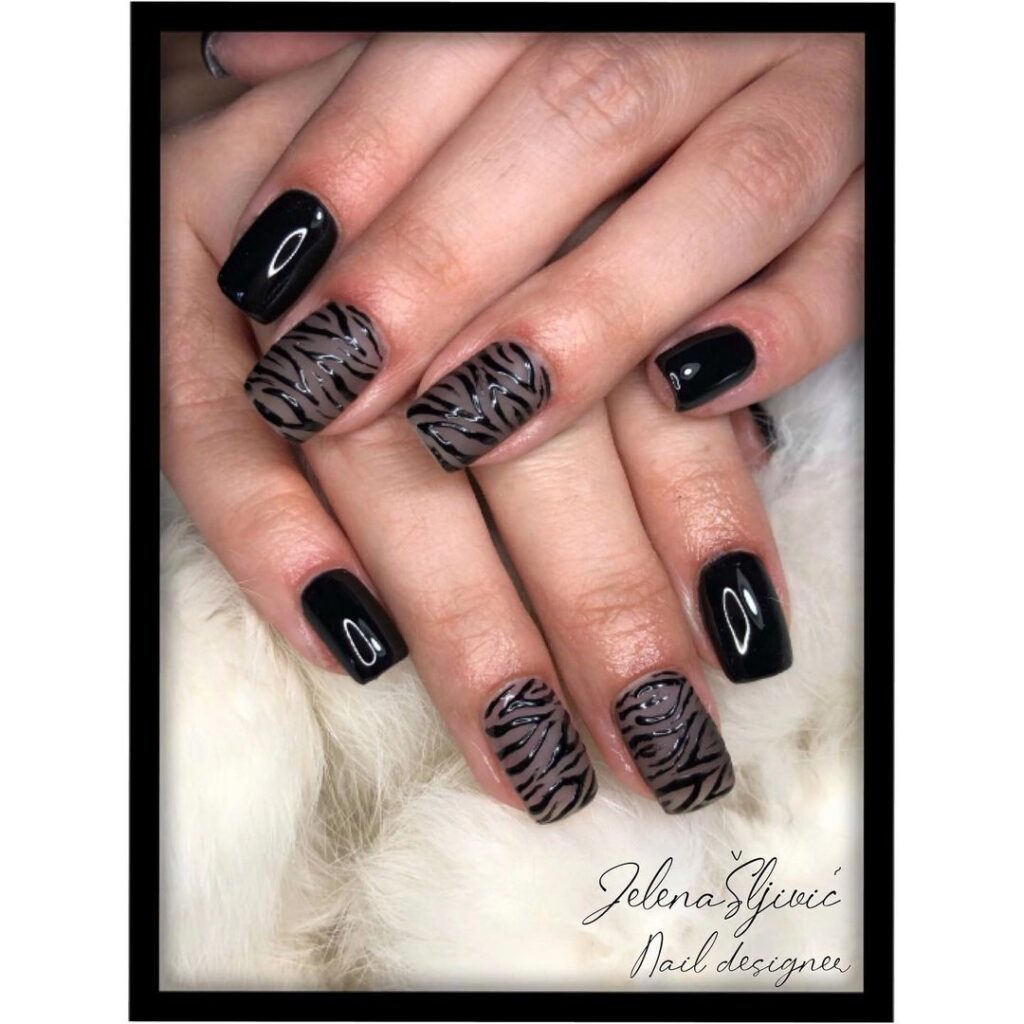 Black Zebra Nails