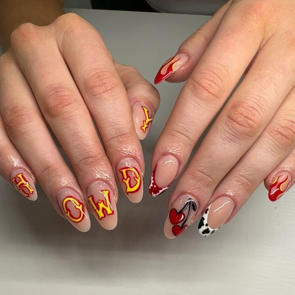 Fiery Cowgirl Nail Design