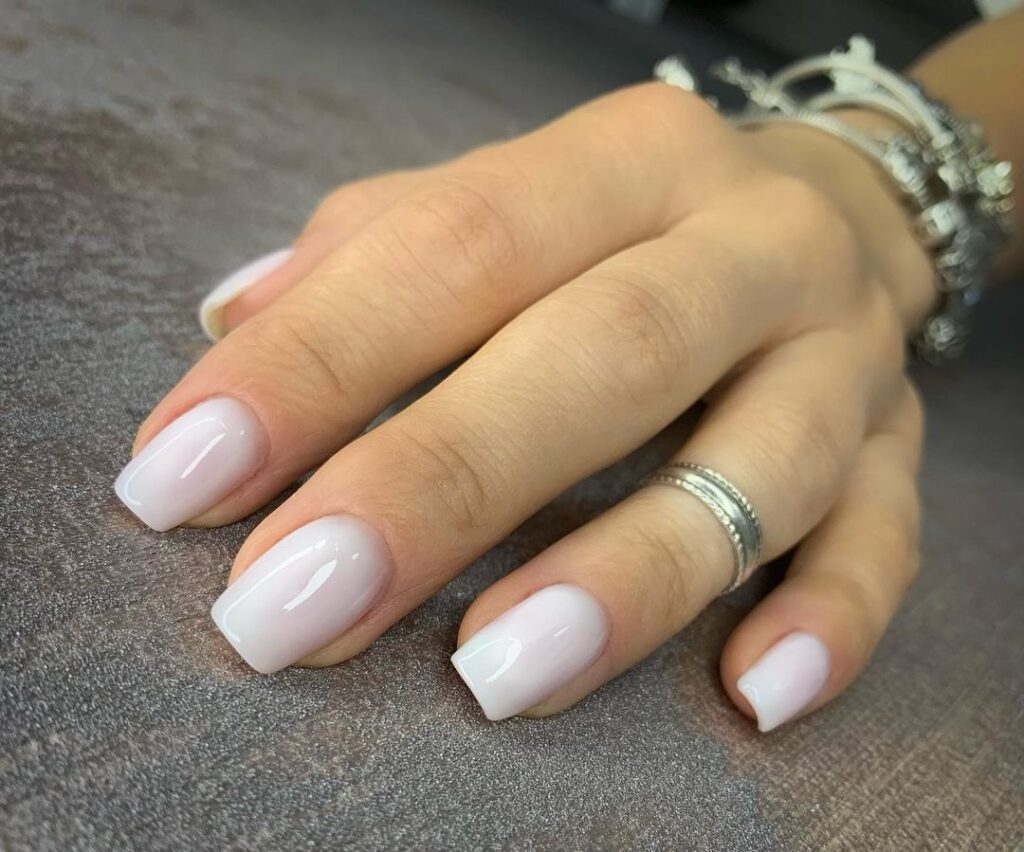 milky white nails