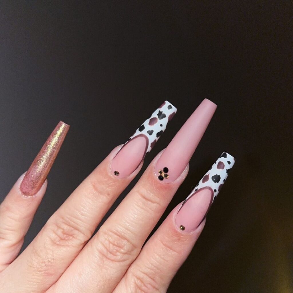 Nudes With Cow Print Tips