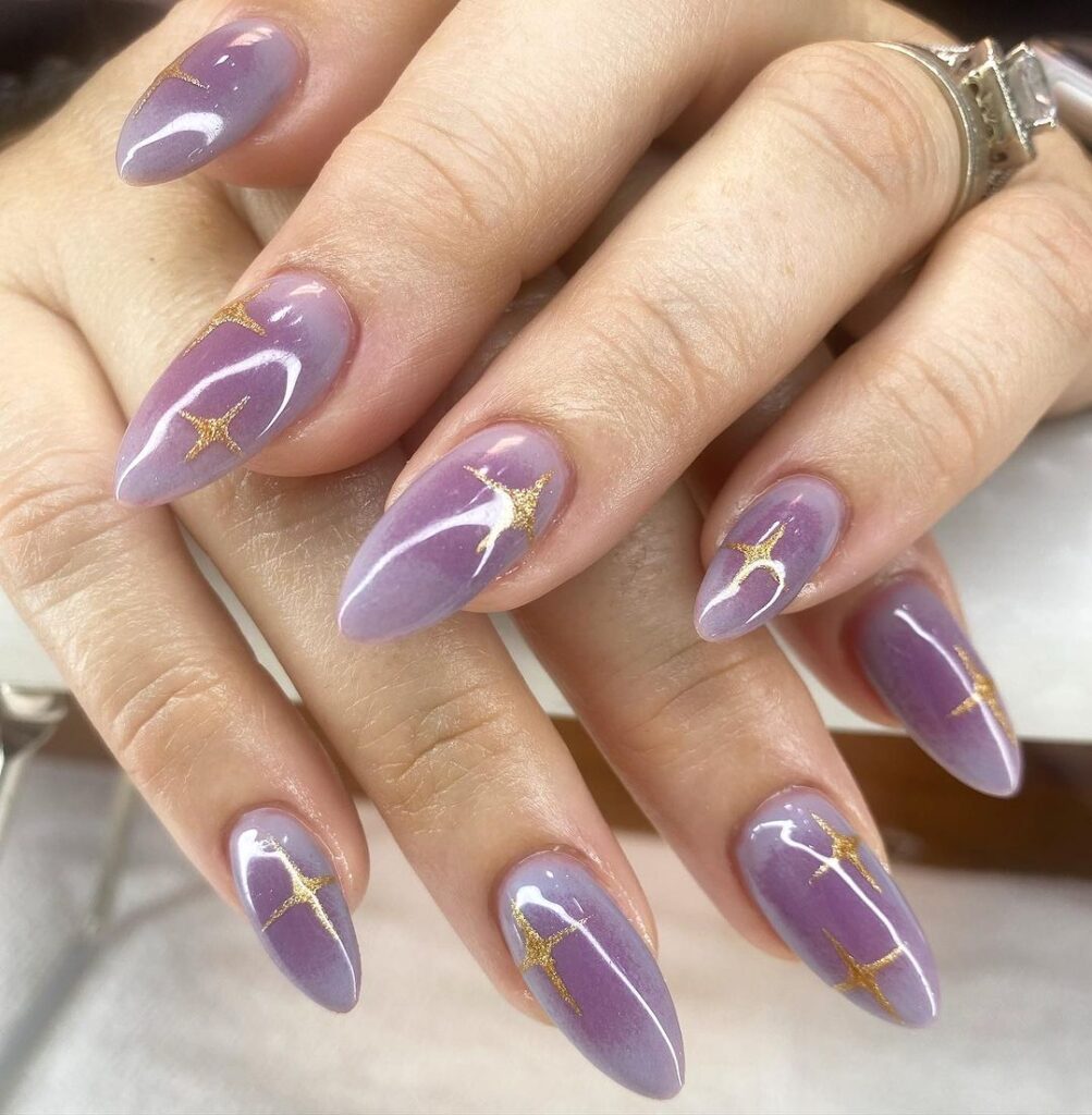 Purple With Gold Stars 