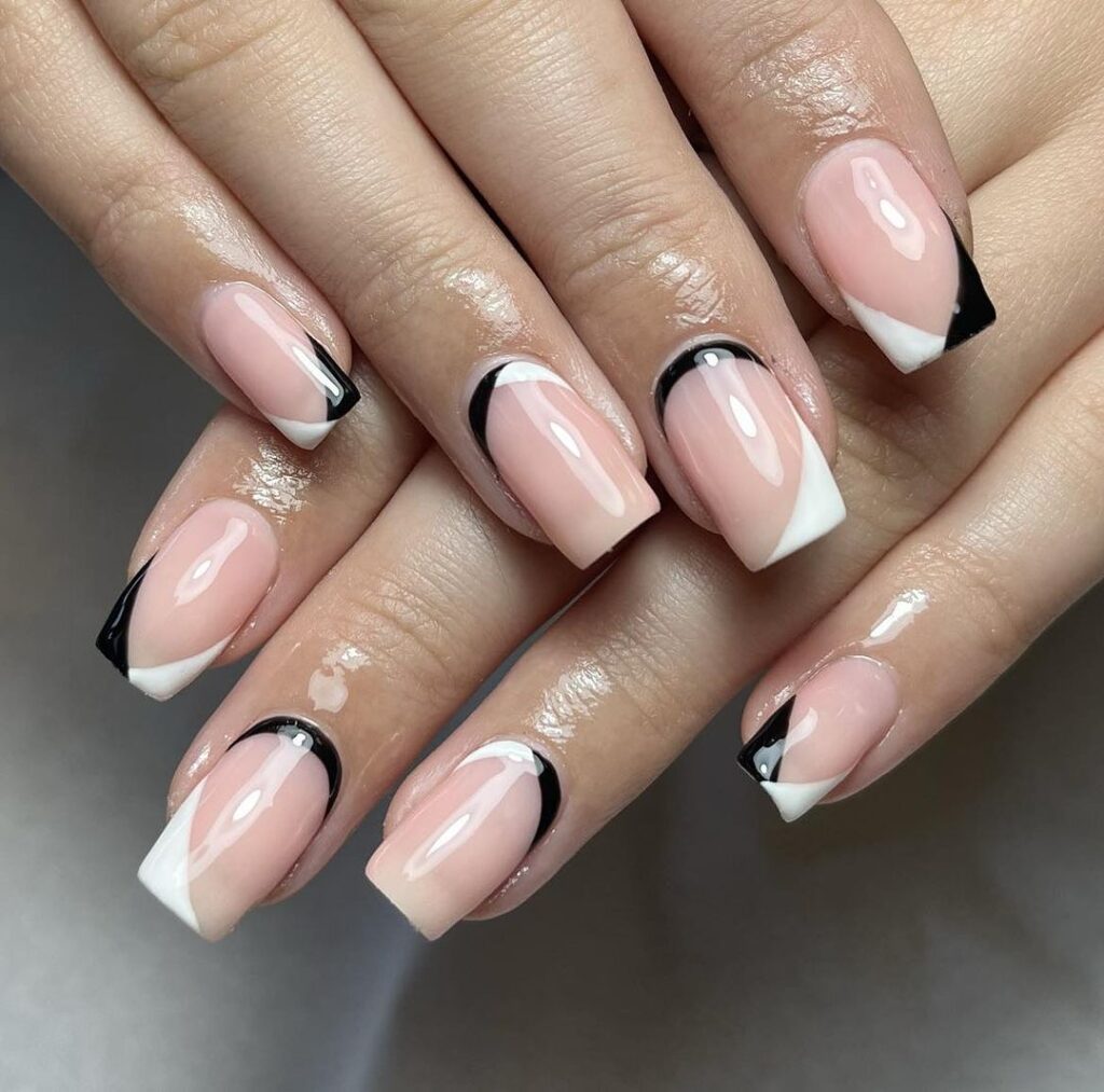 Simple Black And White Nails