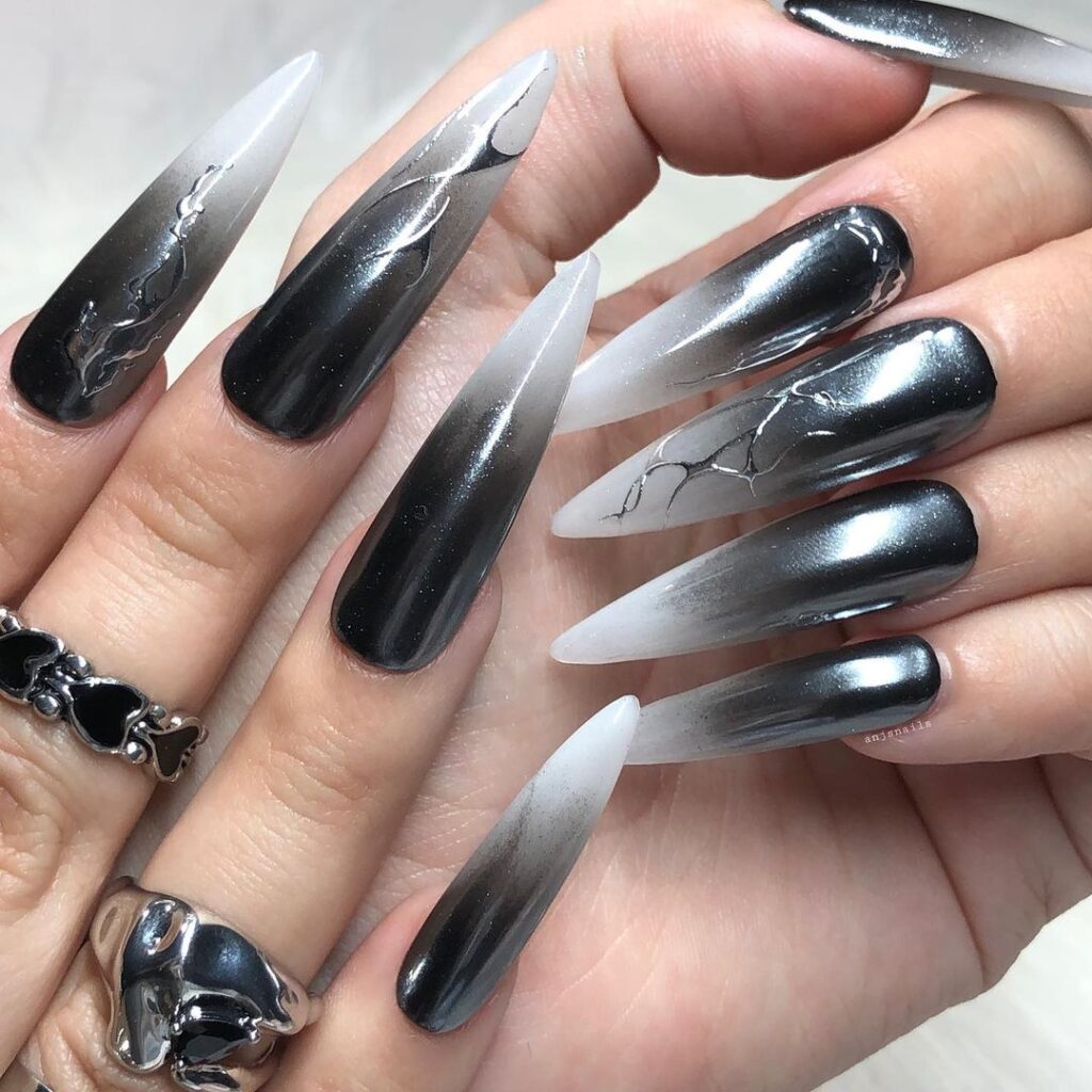 black goth nails