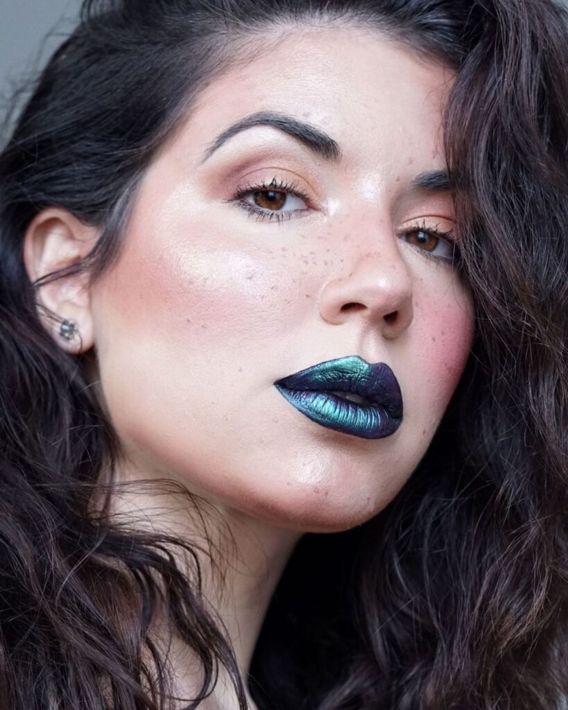 blue lipstick clean goth makeup