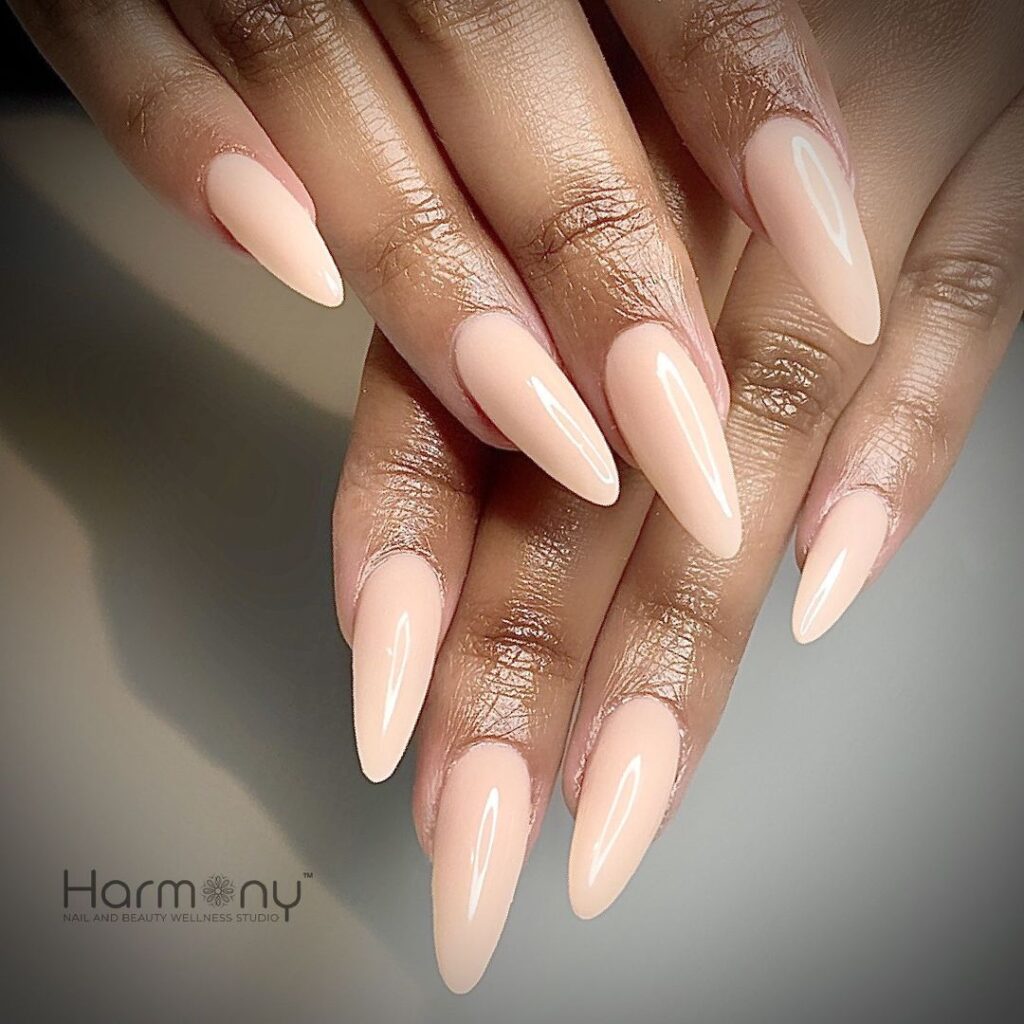 classic peachy nude nails