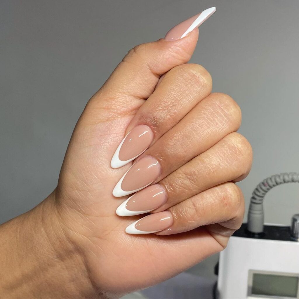 classy almond french nails