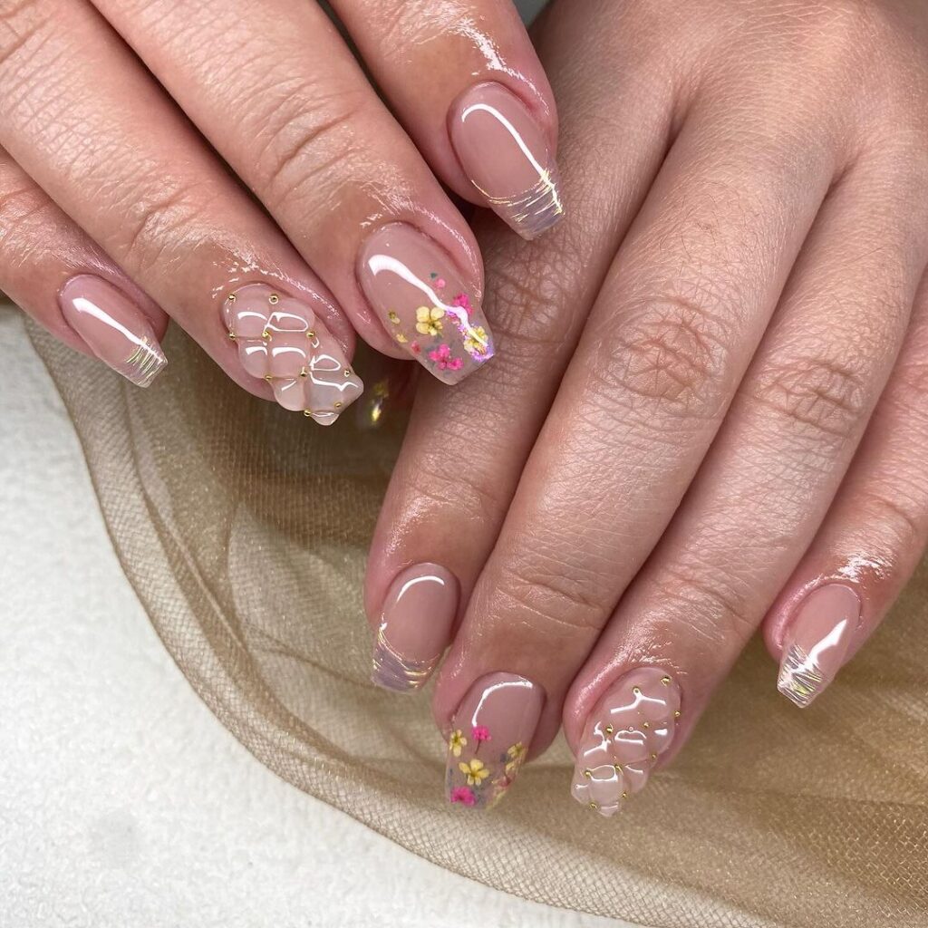 classy floral nails