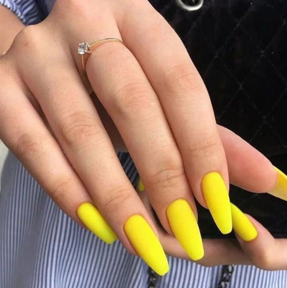 coffin yellow nails