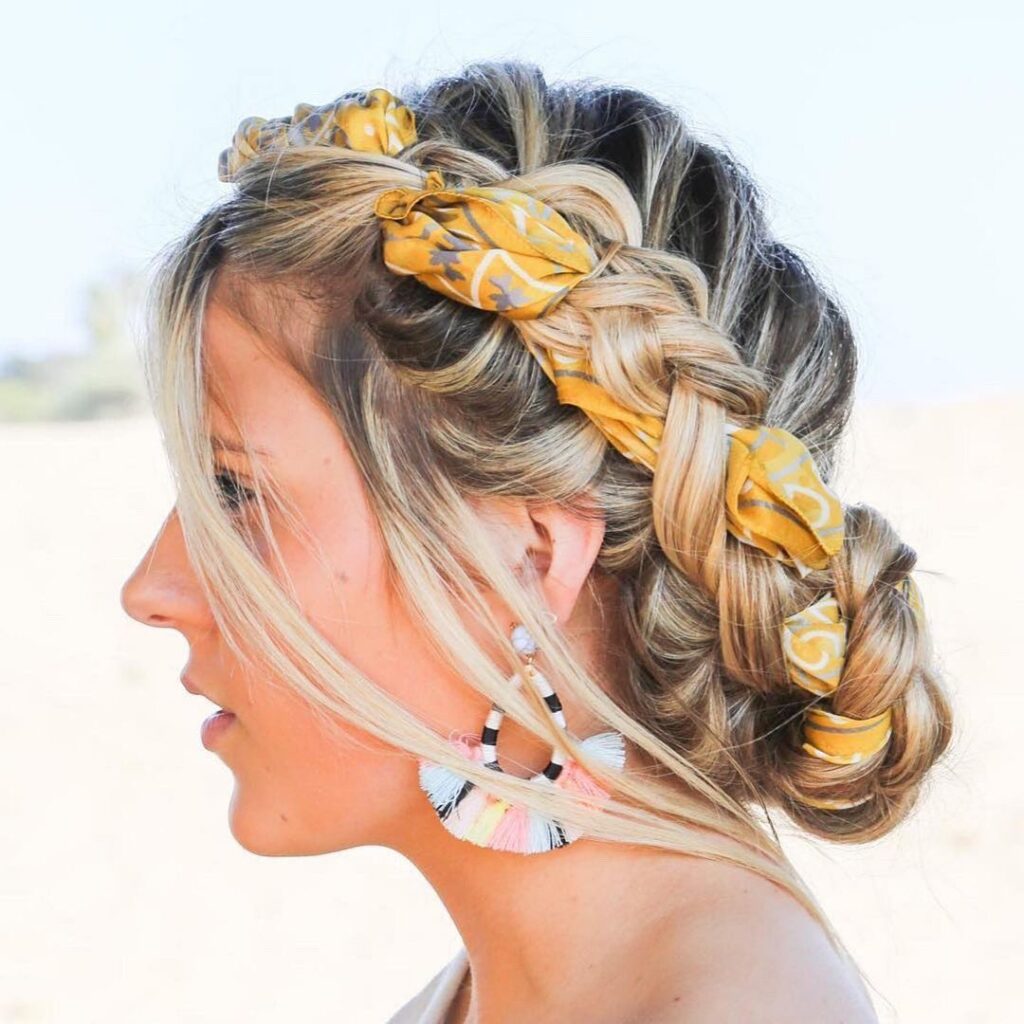 crown braids with head scarf