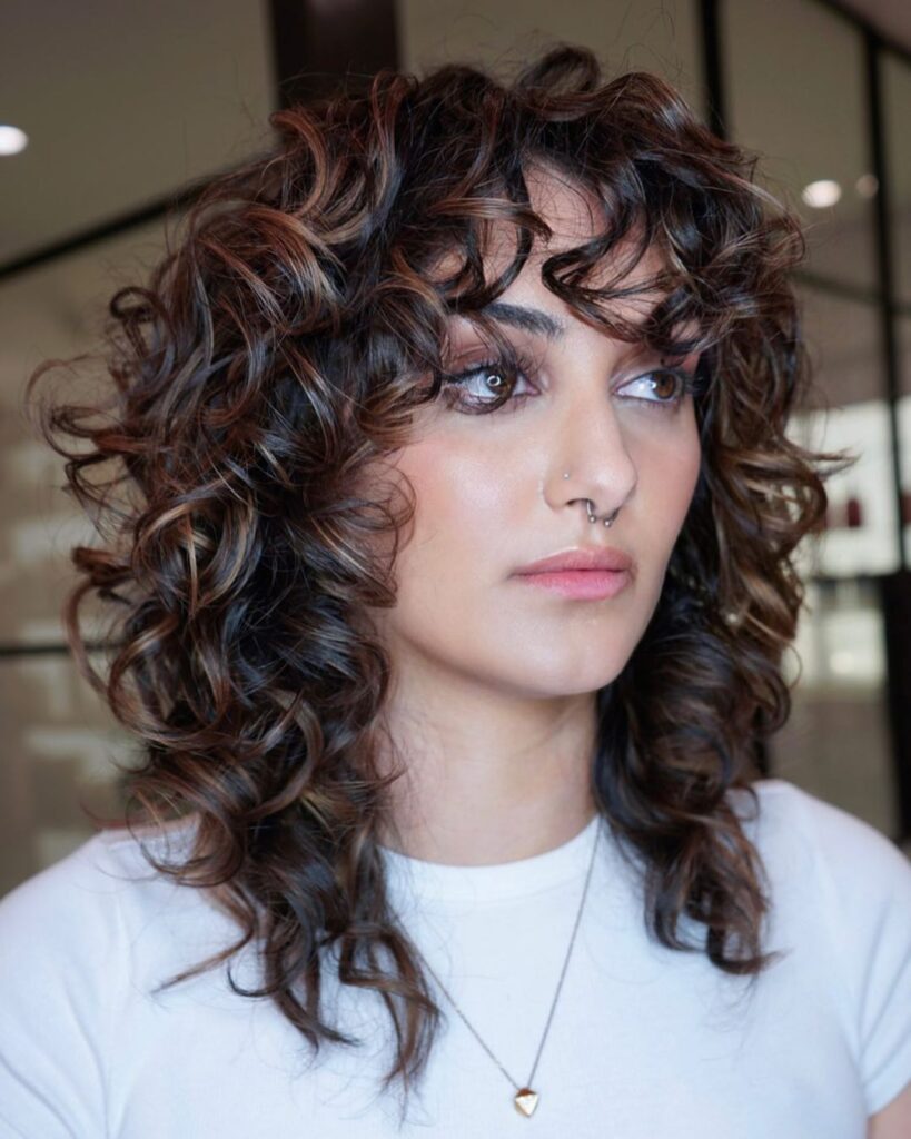 curly textured lob